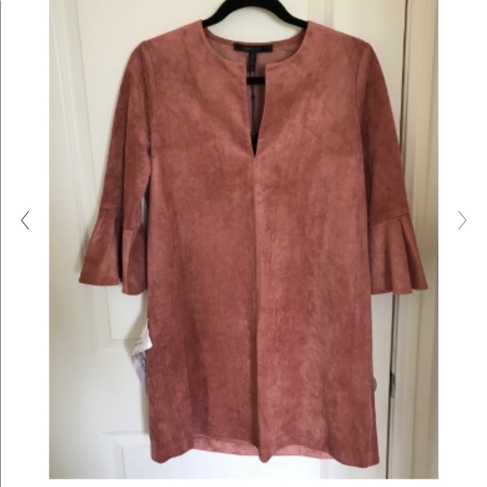 BCBG Cartier Faux Suede Tan MINI dress - Picture 2 of 2
